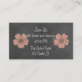 Wilde Peach-Rose Chalkboard Empfang Cards Begleitkarte