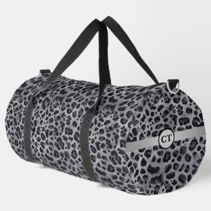 Wilde personalisierte graue und schwarze Leoparden Duffle Bag