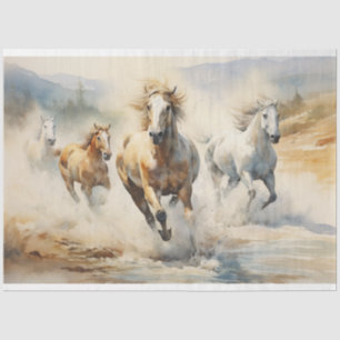 Wilde Pferde Aquarellfärbung Seidenpapier