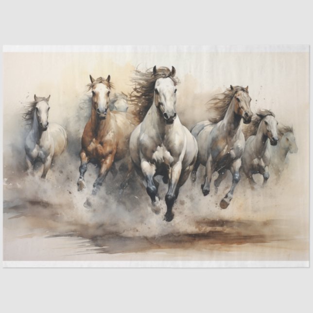 Wilde Pferde Aquarellfärbung Seidenpapier (Vorderseite)