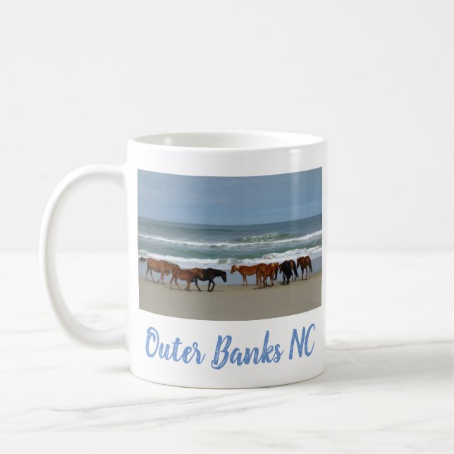Wilde Pferde Außenbanks OBX Corolla NC Kaffeetasse (Links)