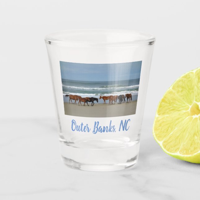Wilde Pferde Außenbanks OBX Corolla NC Schnapsglas (Vorderseite)