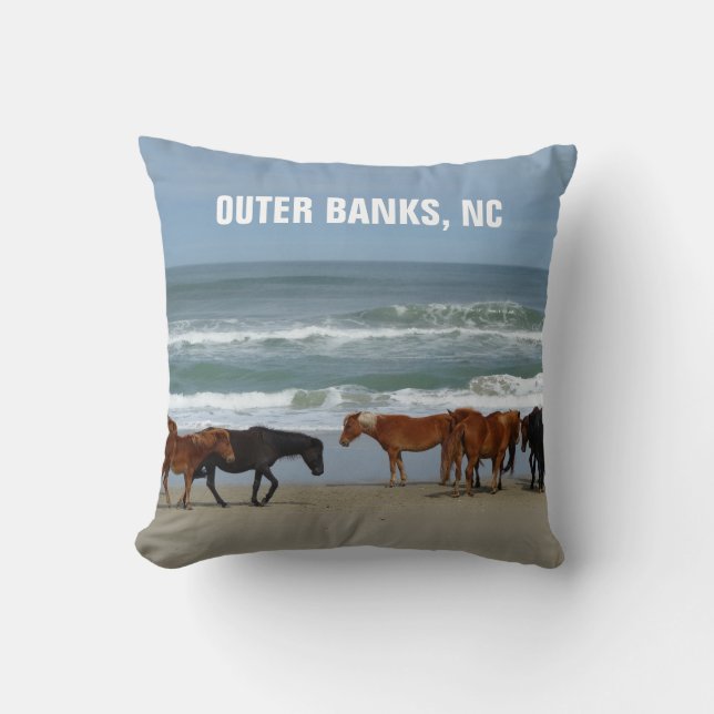 Wilde Pferde Außenbanks OBX North Carolina Kissen (Vorderseite)