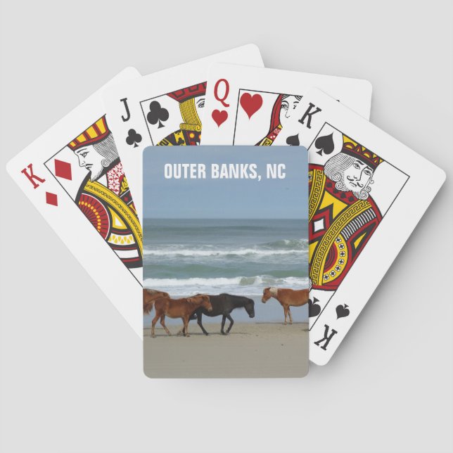 Wilde Pferde Außenbanks OBX North Carolina Spielkarten (Rückseite)