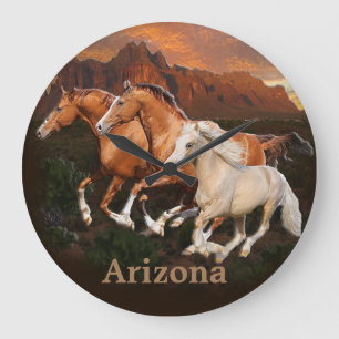 Wilde Pferde Große Wanduhr