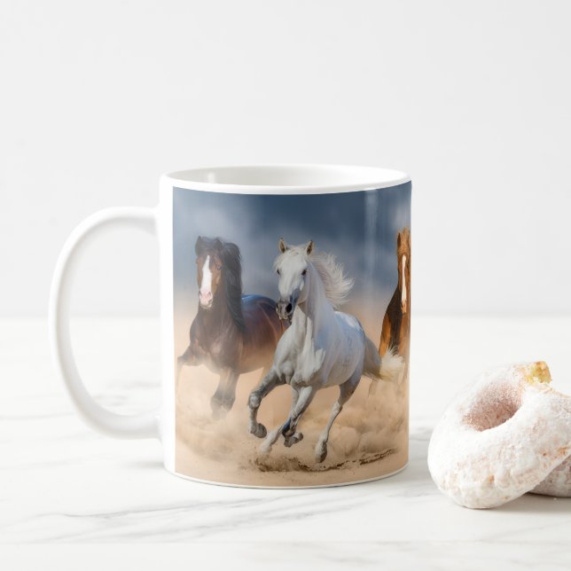 Wilde Pferde Land Lebende Tasse (Mit Donut)
