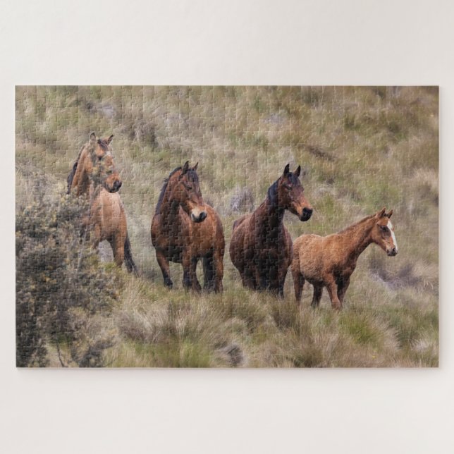 Wilde Pferde Landschaftlich Natur Jigsaw Puzzle (Horizontal)