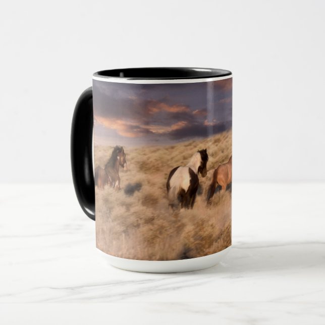 Wilde Pferde laufen Tasse (Vorderseite Links)
