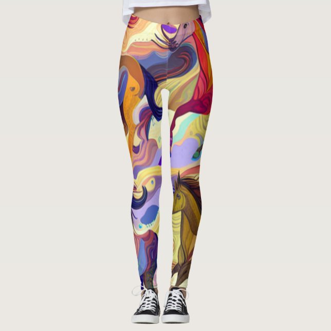 Wilde Pferde Leggings (Vorderseite)