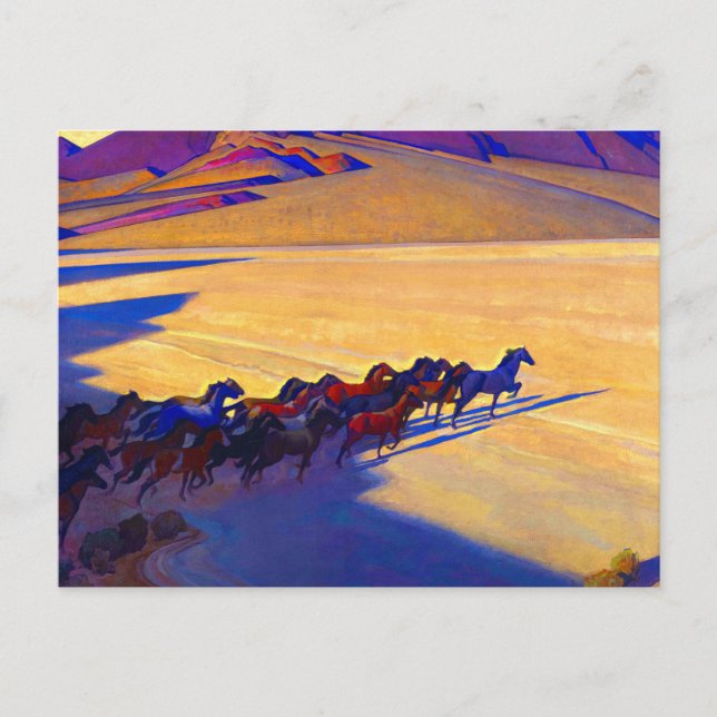 Wilde Pferde von Nevada, 1927 von Maynard Dixon Postkarte (Vorderseite)