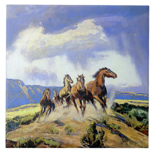 "Wilde Pferde von Nevada" von Carl Oscar Borg Fliese