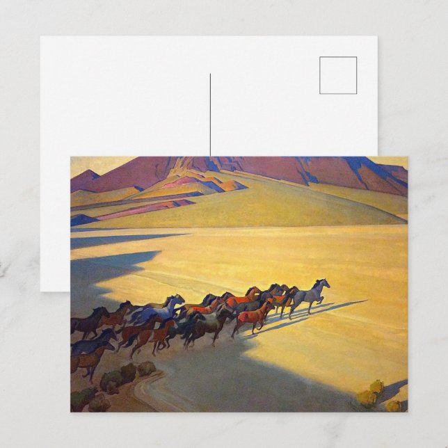 Wilde Pferde von Nevada von Maynard Dixon Postkarte (Vorne/Hinten)