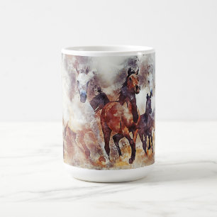 Wilde Pferde Wasserfarben Artwork Kaffeetasse