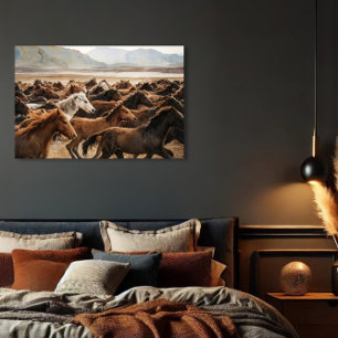 Wilde Pferde Wasserfarben Kunst, Dichtung und Musi Leinwanddruck