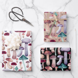 Wilde Pilze Aquarellbilder  Geschenkpapier Set