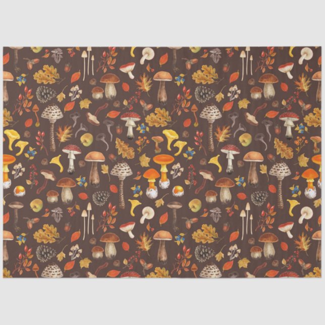 Wilde Pilze auf braun Seidenpapier (Vorderseite)