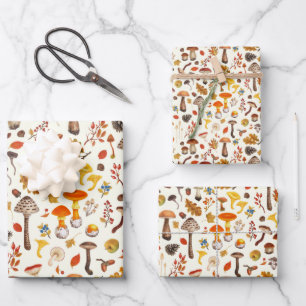 Wilde Pilze auf weißem Boden Geschenkpapier Set