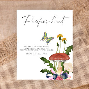 Wilde Pilze Babydusche Schnuller Jagd Spiel Poster