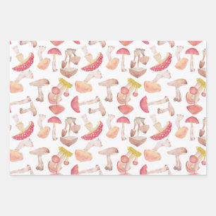 Wilde Pilze, die Papierblätter umhüllen Geschenkpapier Set