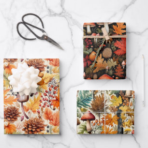 Wilde Pilze Geschenkpapier Flachblatt-Set aus 3 Set