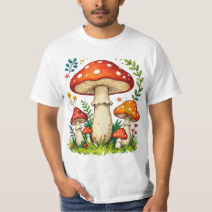 Wilde Pilze und Blumen im Graswald Natur T-Shirt