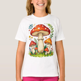 Wilde Pilze und Blumen im Graswald Natur T-Shirt