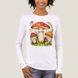 Wilde Pilze und Blumen in Gras Wald Natur Tri-Blend Shirt