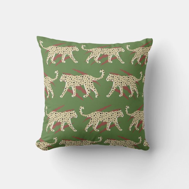Wilde Pinselstriche: Leopard in Wiederholung Kissen (Vorderseite)