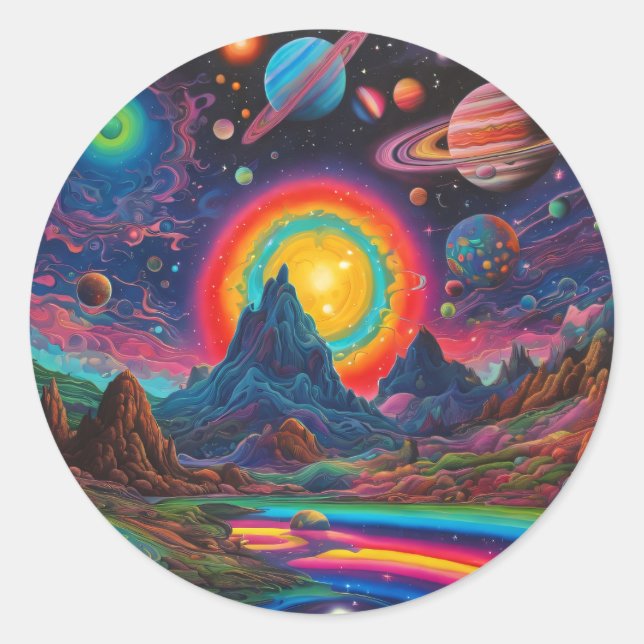 Wilde Planeten 2 Runder Aufkleber (Vorderseite)