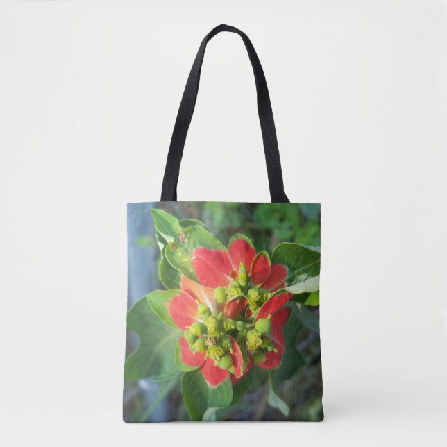 Wilde Poinsettia auf einer voll bedruckten Totbeut Tasche (Vorderseite)