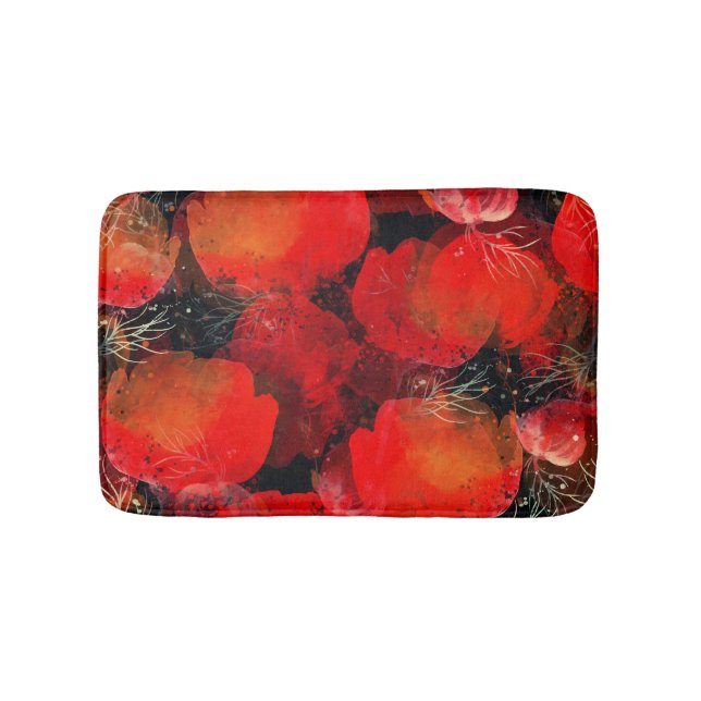 Wilde Poppies Digitales Aquarell Zeichnend Badematte (Vorderseite)