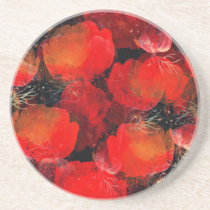 Wilde Poppies Digitales Aquarell Zeichnend Getränkeuntersetzer