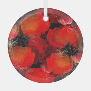 Wilde Poppies Digitales Aquarell Zeichnend Ornament Aus Glas