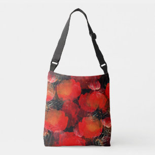 Wilde Poppies Digitales Aquarell Zeichnend Tragetaschen Mit Langen Trägern