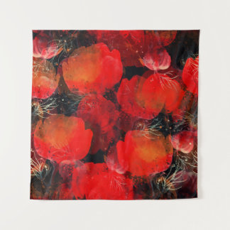 Wilde Poppies Digitales Aquarell Zeichnend Wandteppich