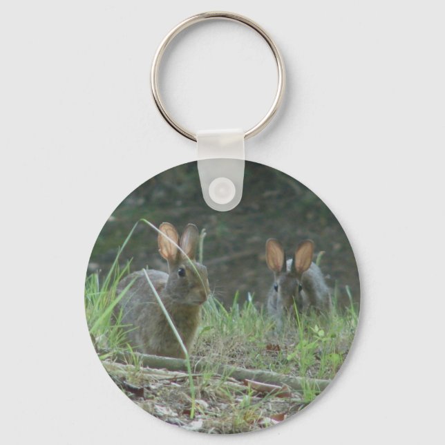 Wilde Rabbits Eastern Cottontail Pair Apparel Gesc Schlüsselanhänger (Vorderseite)