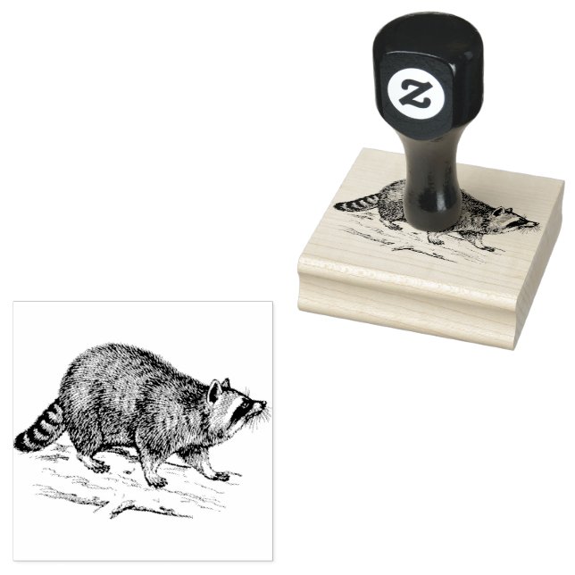 Wilde Raccoon-Waldtiere Gummistempel (Stempel)