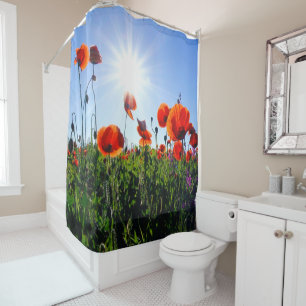 Wilde Red Poppies-Blume Duschvorhang