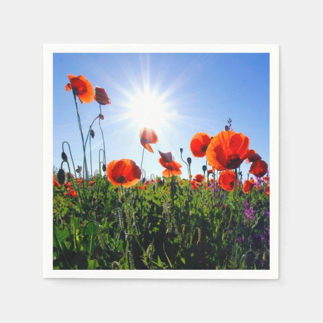 Wilde Red Poppies-Blume Serviette (Vorderseite)