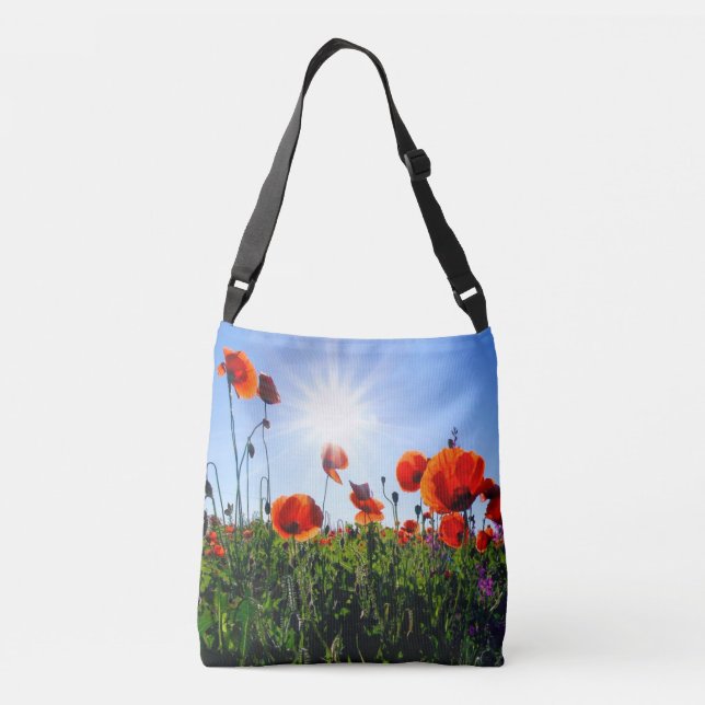 Wilde Red Poppies-Blume Tragetaschen Mit Langen Trägern (Rückseite)
