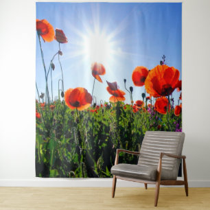 Wilde Red Poppies-Blume Wandteppich