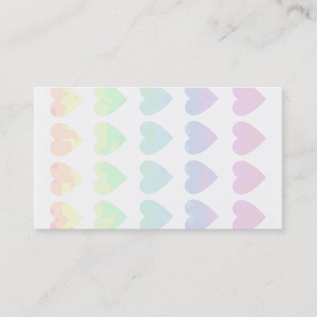 Wilde Regenbogenherzen auf weißen Visitenkarten Visitenkarte (Vorderseite)
