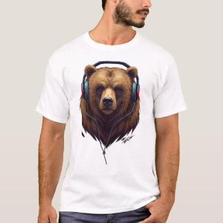 Wilde Resonanz – Abstrakter Bär mit Kopfhörern T-Shirt