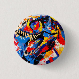 Wilde Retro-T-Rex-Dinosaurier-Fusion Button