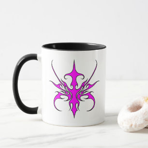 Wilde rosa und schwarze Stammeslinien-Kunst-Illust Tasse