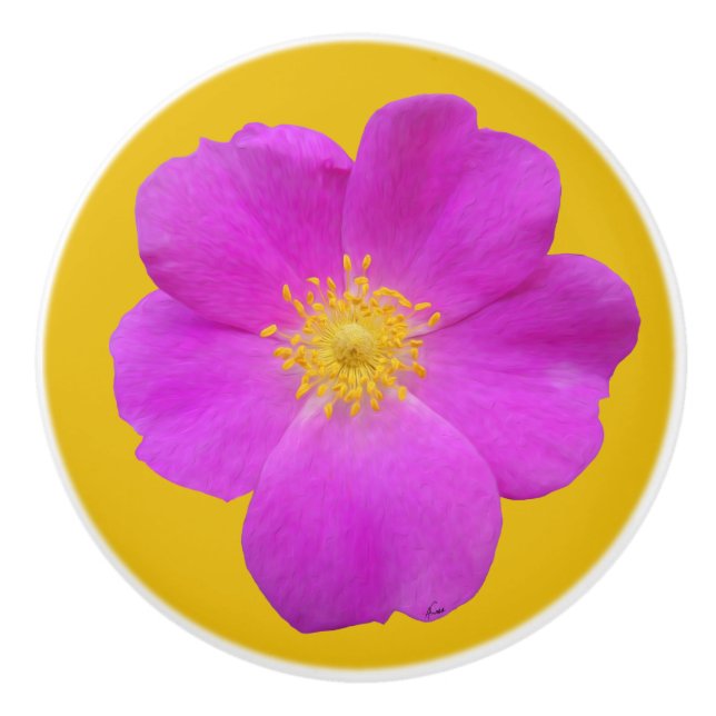 Wilde Rose 2 Keramikknauf (Vorderseite)