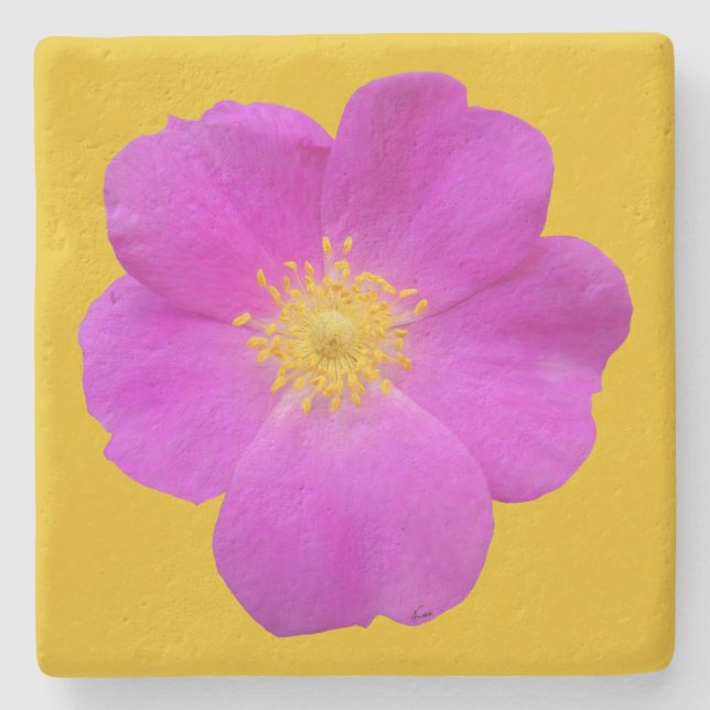 Wilde Rose 2 Steinuntersetzer (Vorderseite)