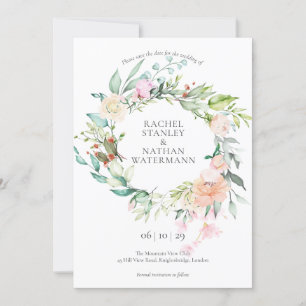 Wilde Rose Aquarell-Girlande Karte zur Speicherung