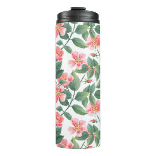 Wilde Rose Aquarellmuster nahtlos. Blume, l Thermosbecher
