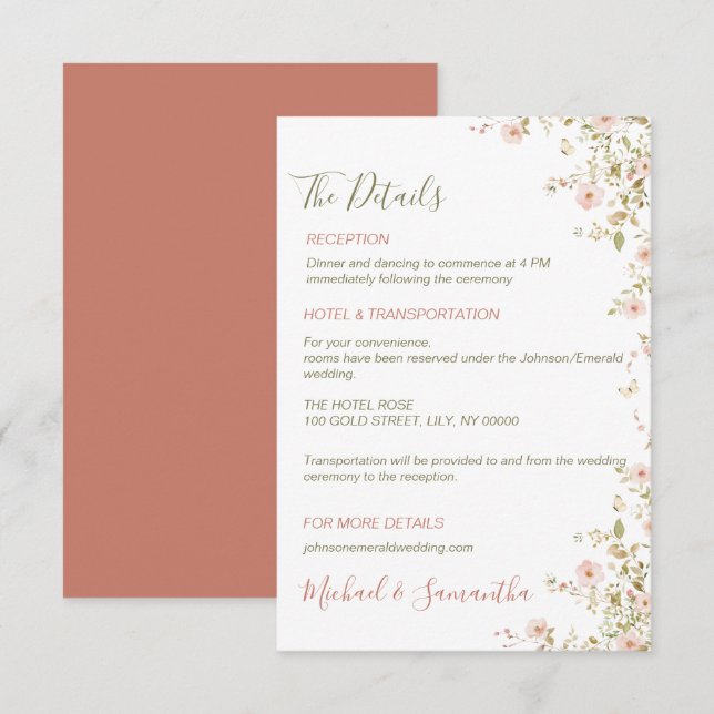 Wilde Rose Begleitkarte (Vorne/Hinten)